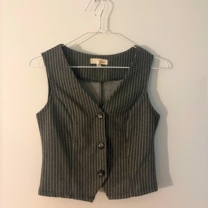 Gray pin strip vest